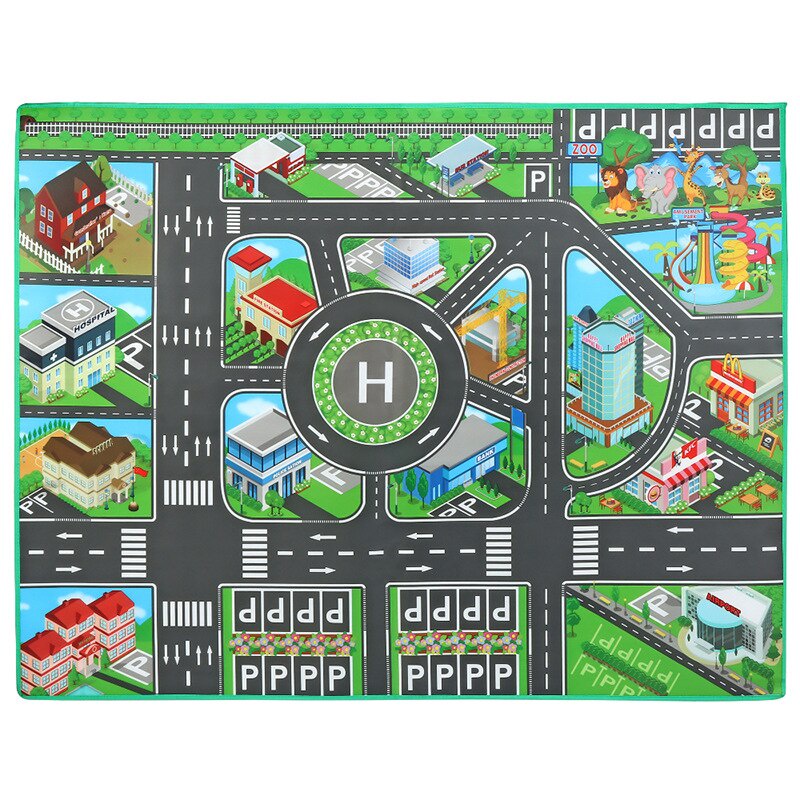 Baby Play Mat City Traffic Road Map Mat Carpet City Car Parking Lot ...