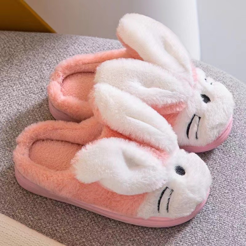 cartoon furry longears rabbit warm slippers cotton fashion slipper for ...