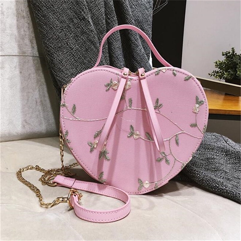 Women Heart shaped Flower Pattern Handbag Sling Bag Messenger Crossbody Bag Fashion Shoulder Bag