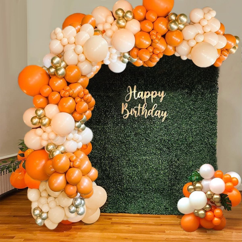 113Pcs Balloon Set Orange Beige White Balloons Happy Birthday Wedding ...