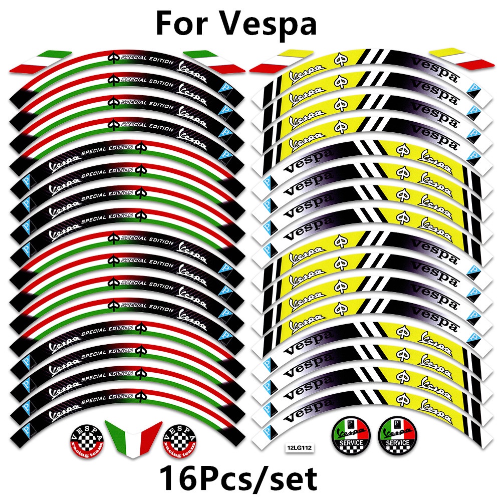 16Pcs Vespa Piaggio GTS Spring Sprint 150/300 Reflective Wheel Stickers ...