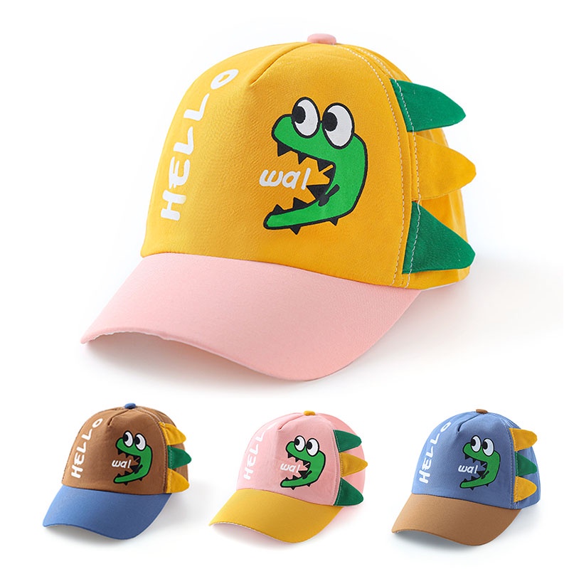 Babyhug 100% Cotton Cap with 3D Ears Dino Print - Blue main image 1