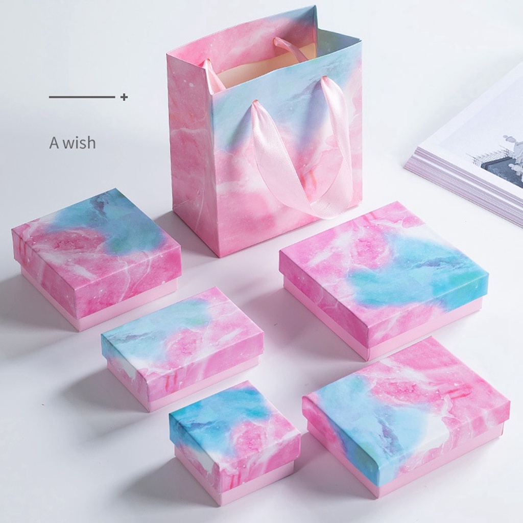 Gradient Pink Blue Gift Box Candy Jewelry Box Kraft Paper Christmas