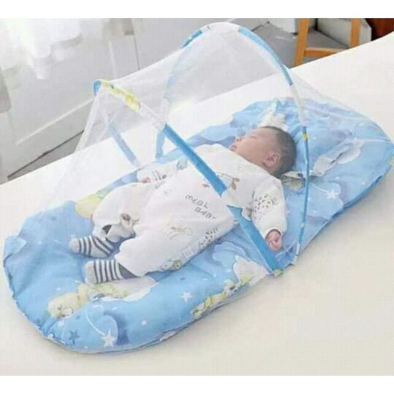 Baby bed tent with mosquito net and outlet pillow