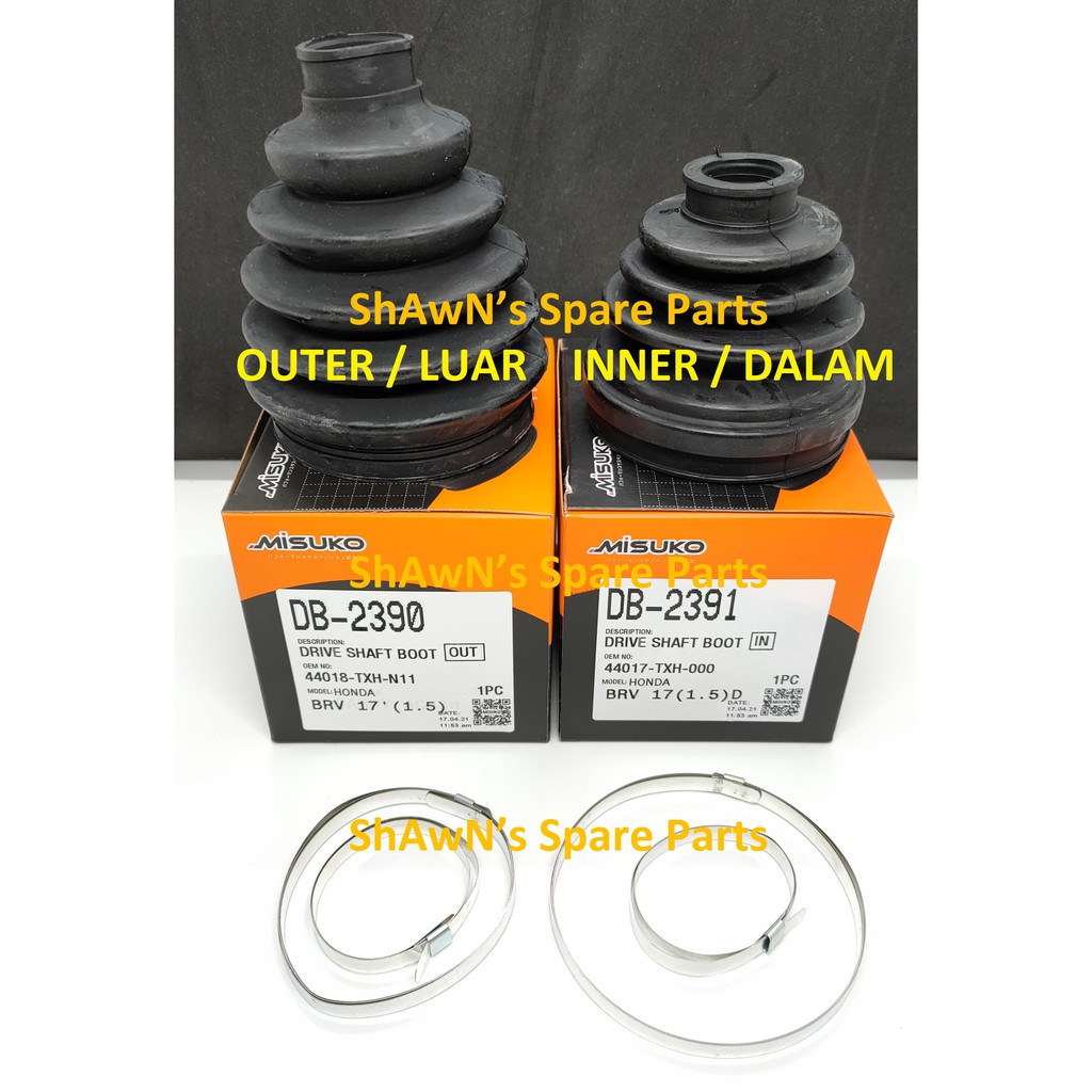 MISUKO JAPAN Drive Shaft Boot Cover Honda BRV BRV 20162021 ( INNER & OUTER ) DB2390 / DB2391