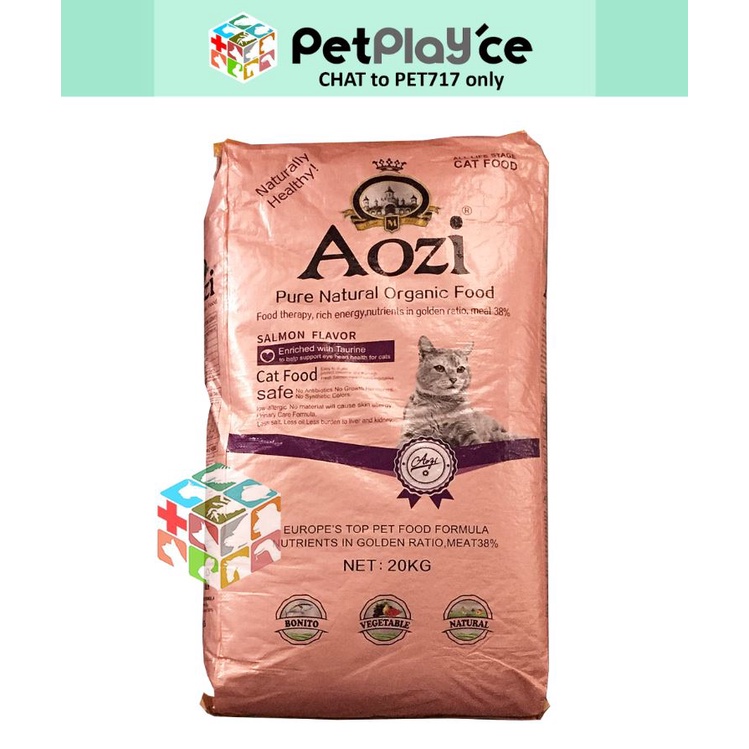 Aozi Kitten And Cat Pure Natural Organic Food Dry 10kg 20kg Tuna Salmon Original Sack Big Bag 1046