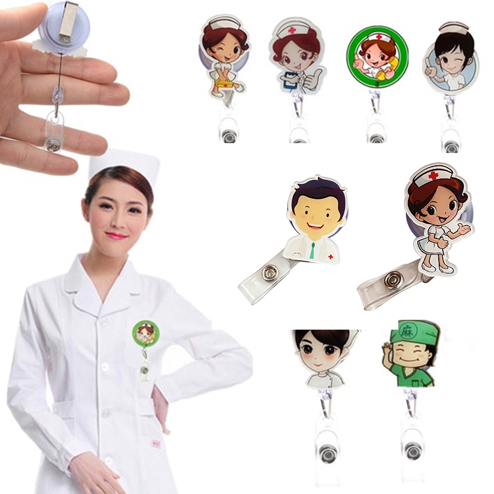 FM- Cute Retractable Badge Reel Nurse Doctor Key ID Name Card Holder ...