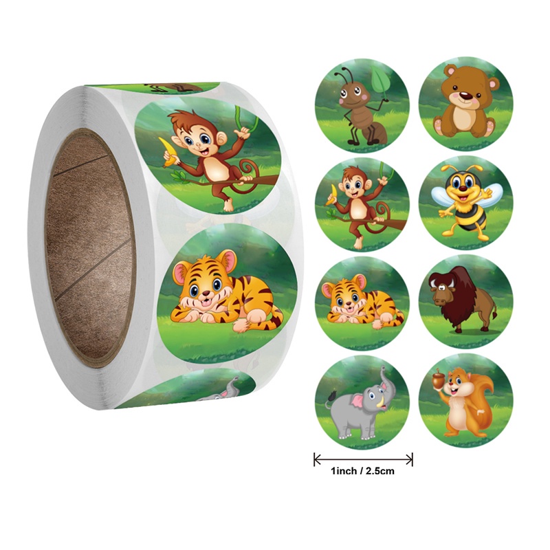 500pcs Cartoon Animal Children Sticker Label Thank You Cute Toy Game ...