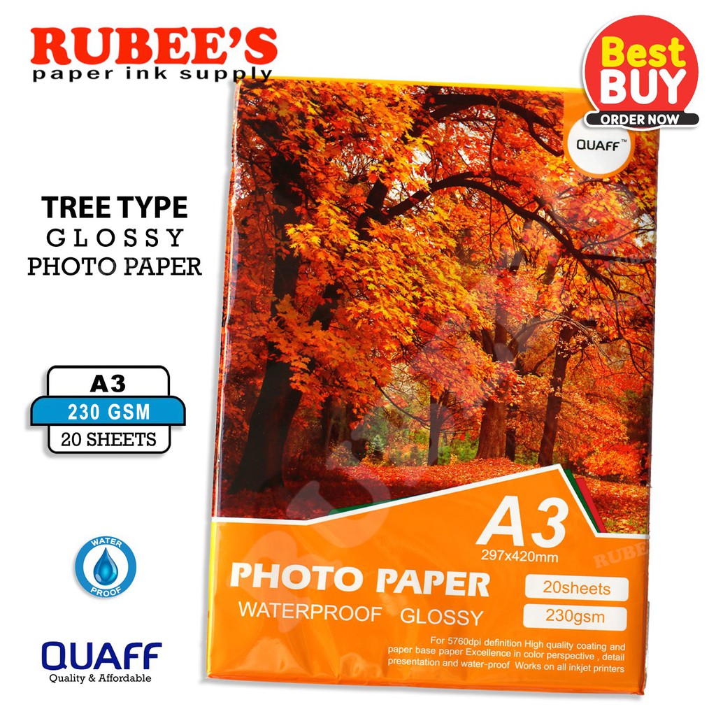 QUAFF A3 Glossy Photo Paper 230gsm (TREE TYPE) Shopee Philippines