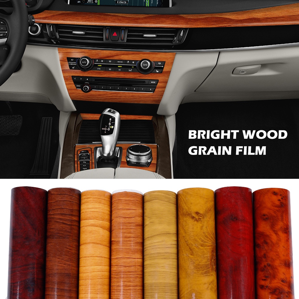 10*100cm Selfadhesive Glossy Wood Grain Film Body Sticker /Highgloss