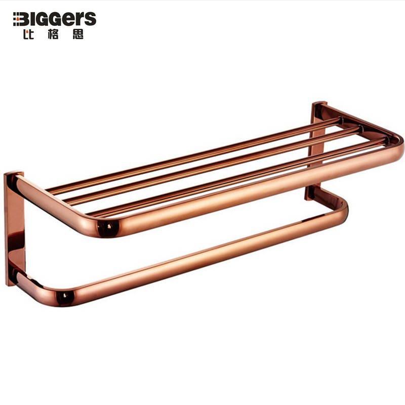 Biggers Rose Gold Color Brass Bathroom Towel Shelf Towel Rack Shopee