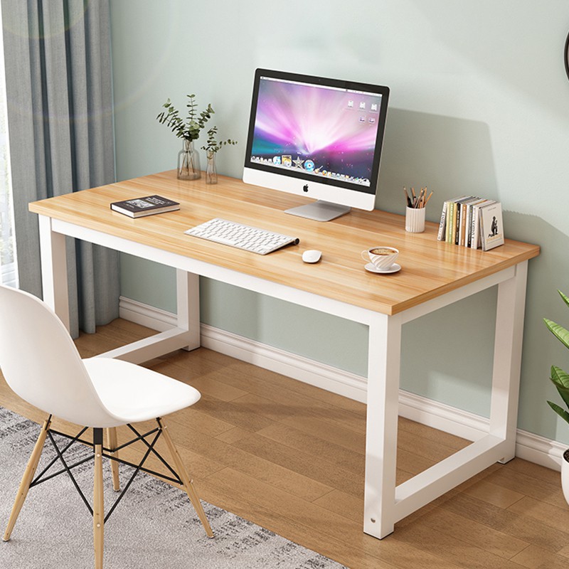 120cm x 60cm x 74cm】Home Office Desk Table Computer Desk Furniture Solid  Wood + Stainless Steel