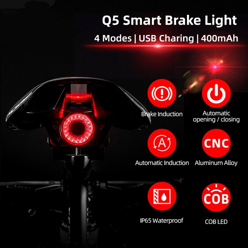 COD Meroca Smart Bike Tail Light Ultra Bright Bike Light Rechargeable Auto On Off IPX6 Waterproof LED Bicycle Lights High Intensity Rear Shopee Philippines