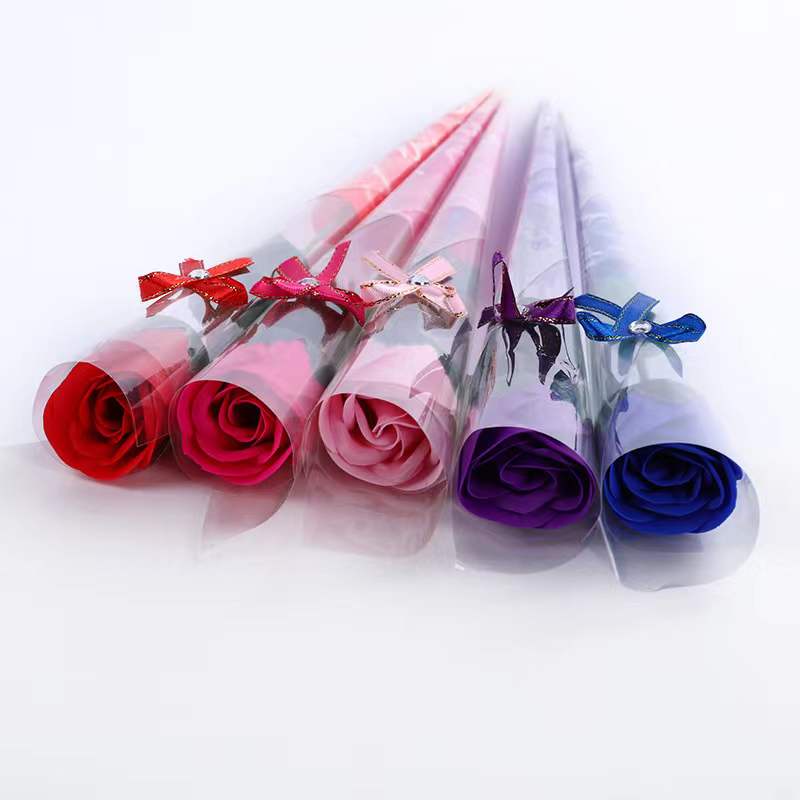 6pcsArtificial Rose Soap Flower Bouquet Single Branch Valentine's Day