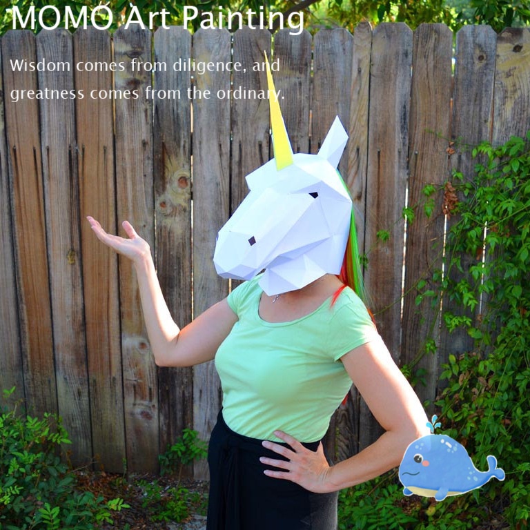 momo-helmet-headgear-unicorn-mask-wearable-handmade-paper-model-fancy