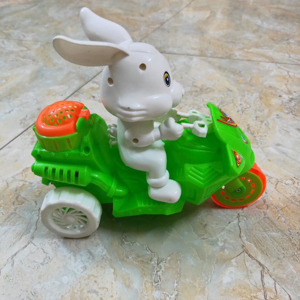 Motorcycle rabbit toy (with wind-up motorbike running) blue rabbit ...