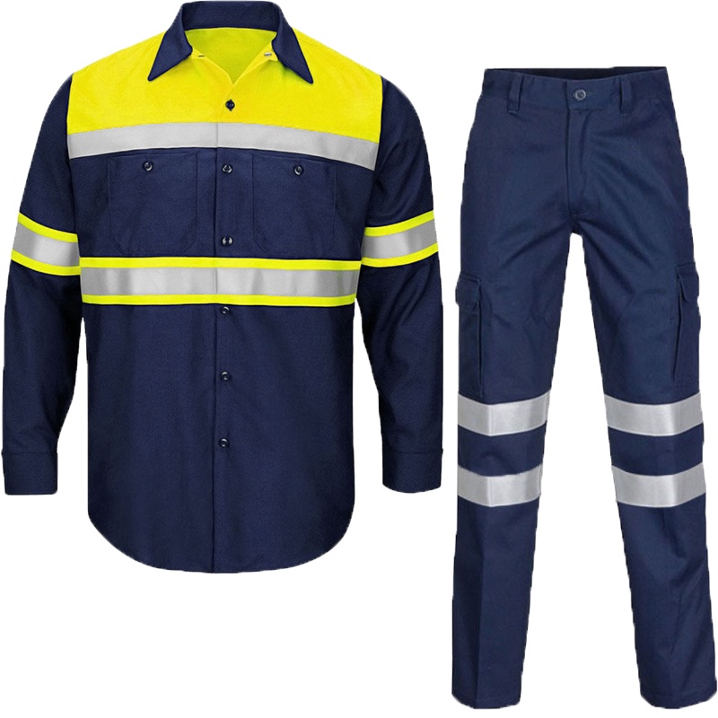 Summer Cotton Work Clothing Hi Vis Long Sleeves Reflective Safety ...