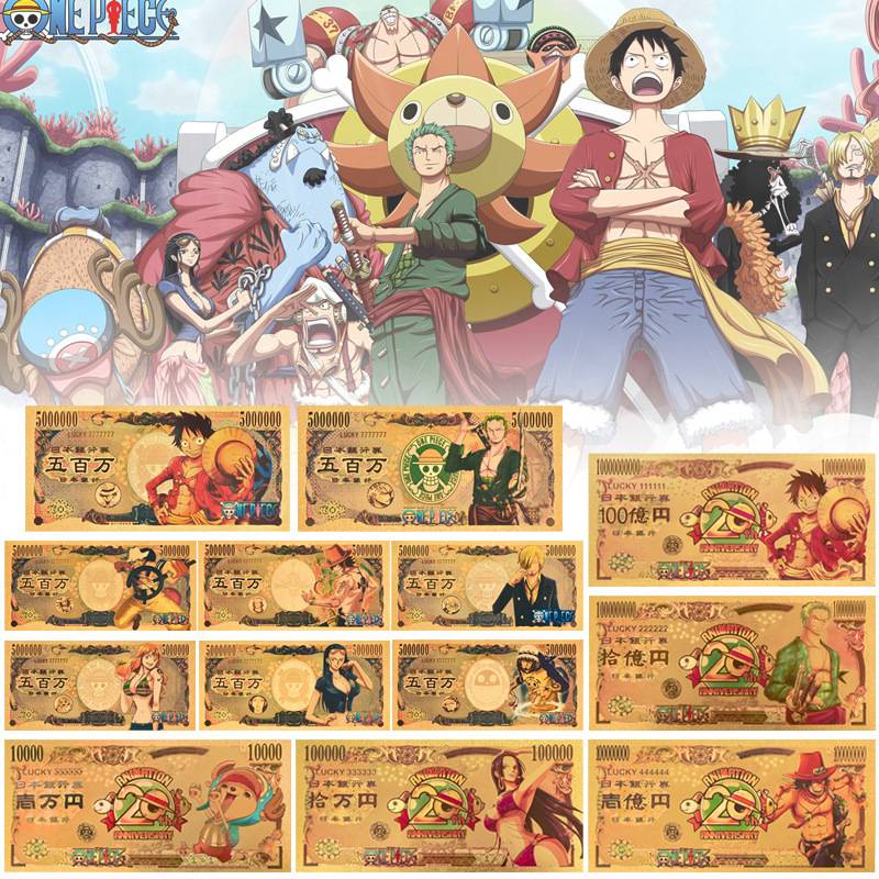 One Piece Commemorative banknote Anime Collection Gold foil leaf Luffy ...