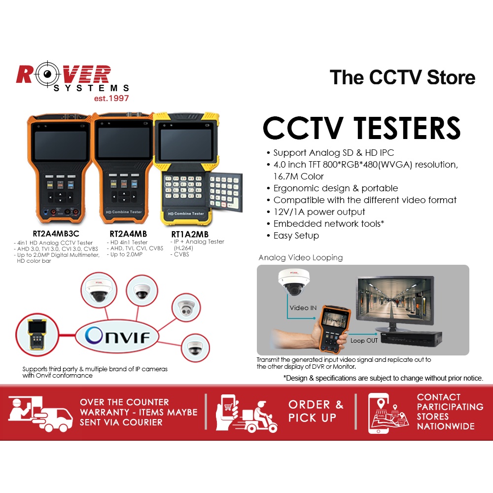 Rover Systems RT2A4MB 4in1 HD Analog CCTV Tester AHD/TVI/CVI/CVBS up to ...