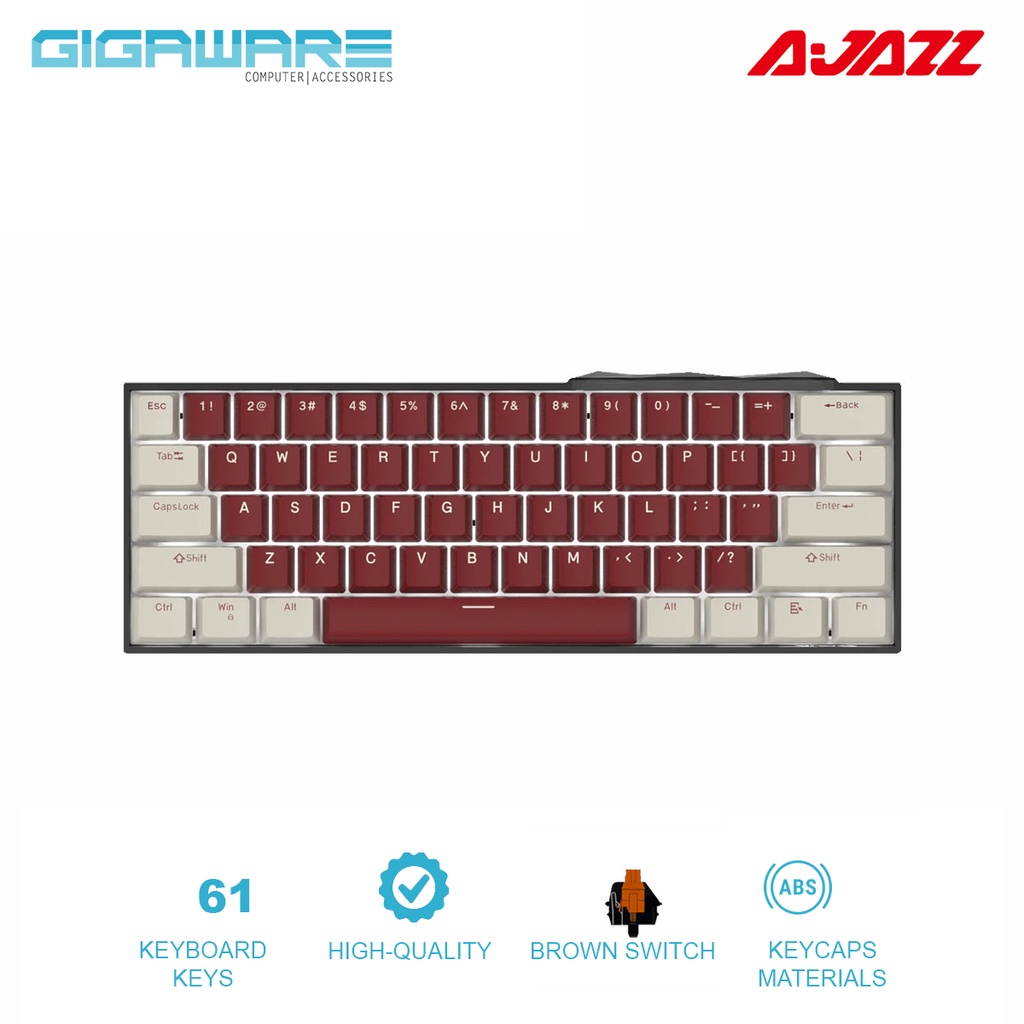Ajazz K610T White Lights Three-Mode Compact 61 Key Mechanical Gaming ...