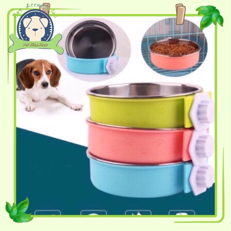 Dog Cage Hanging bowl Pet Dog Feeder Stainless Steel Bowl Cage Hanging