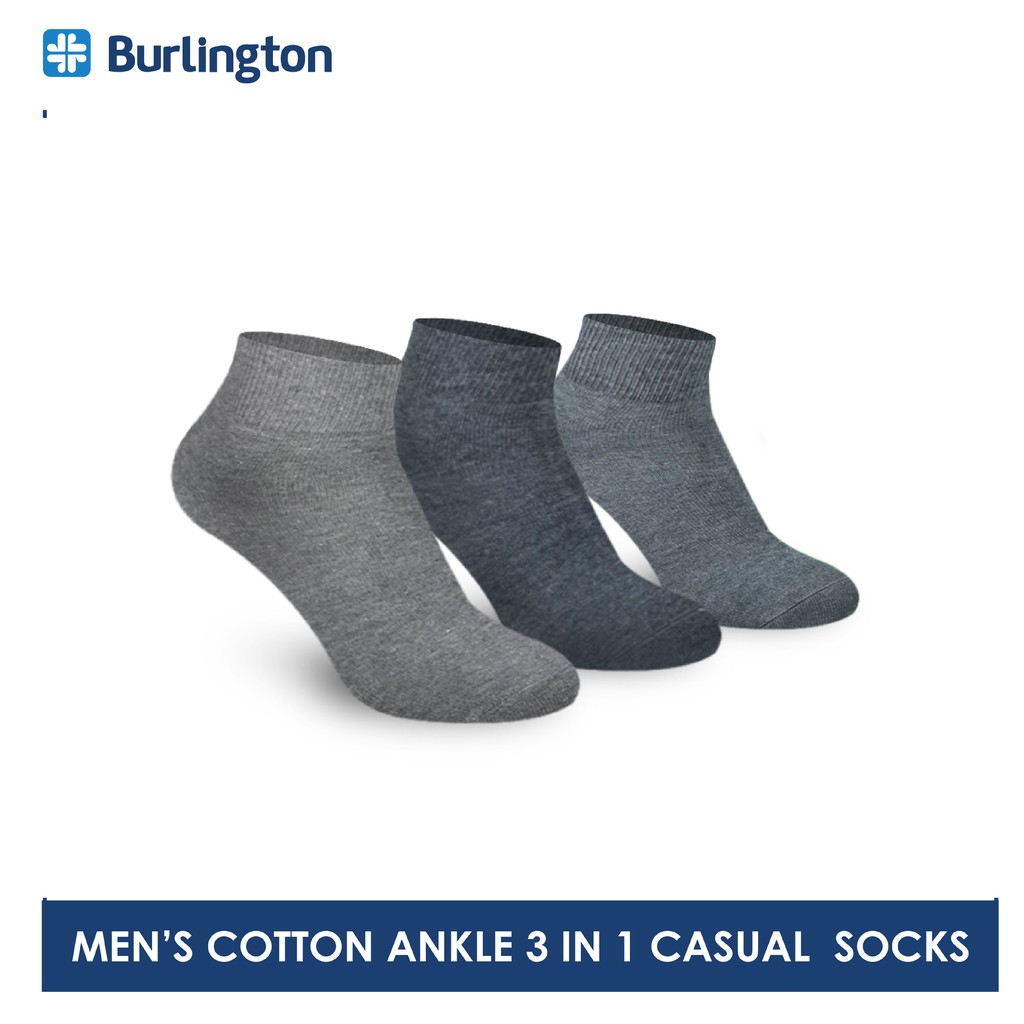 Burlington Men's Cotton Lite Thin Casual Ankle Socks 3 pairs in a pack ...