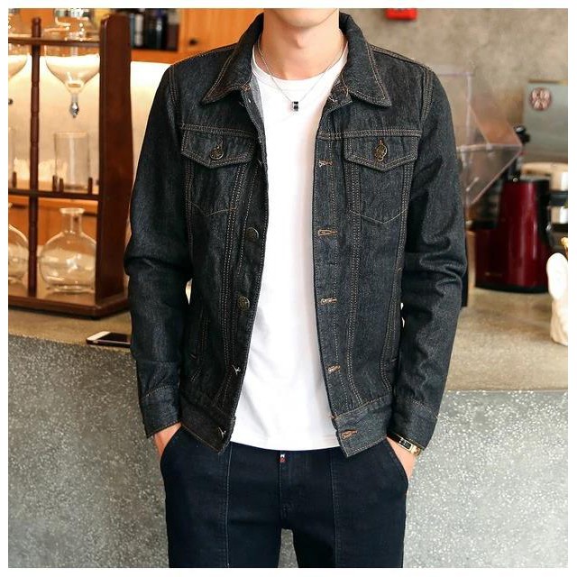 MEN'S DENIM JACKET DARK BLUE COLOR SIZE SXL Shopee Philippines