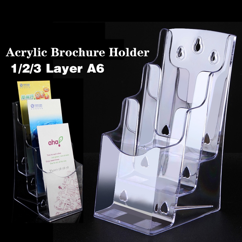 1/2/3Layers A6 Acrylic Brochure Holder Booklet Leaflet Menu Transparent ...