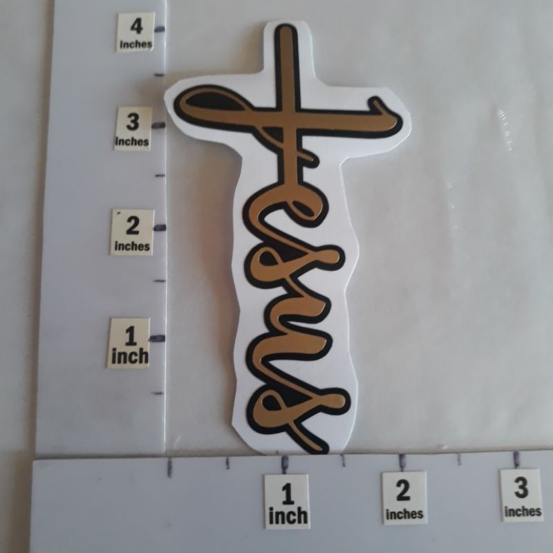 JESUS CROSSWORD STICKER/DECAL IN GOLD, SILVER & HOLOGRAM Shopee