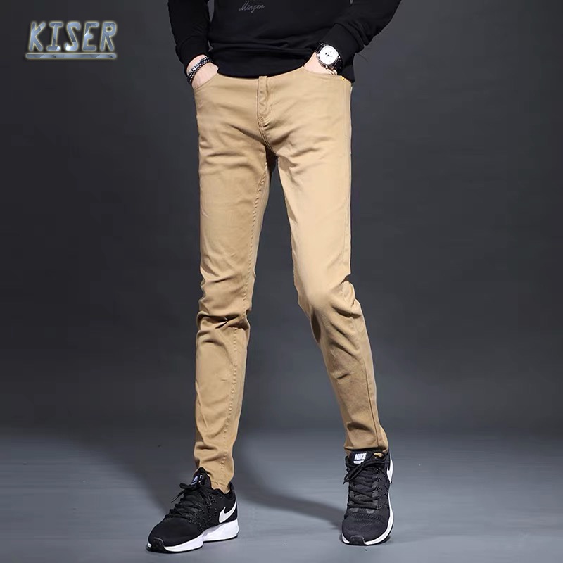 Man Plain Pants Skinny Uniform Stretchable Pantalan | Shopee Philippines
