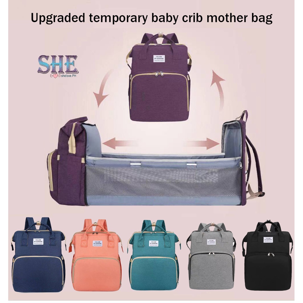 bag for baby things Travel Baby Bag Crib Mommy Bag 2in1
