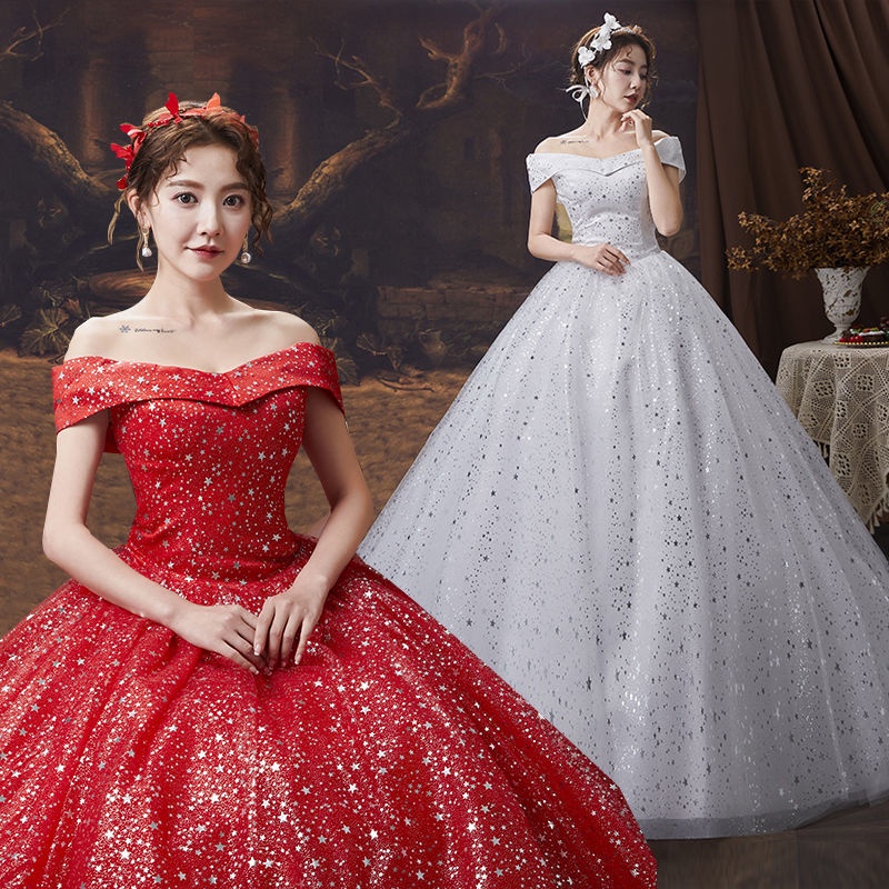 Fluai New Wedding Gown Off Shoulder Lace Up Floor length Wedding Dress Custom Shopee Philippines