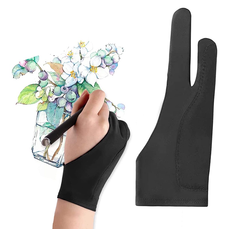 Artist Gloves Palm Rejection Gloves with Two Finger for Drawing Tablet