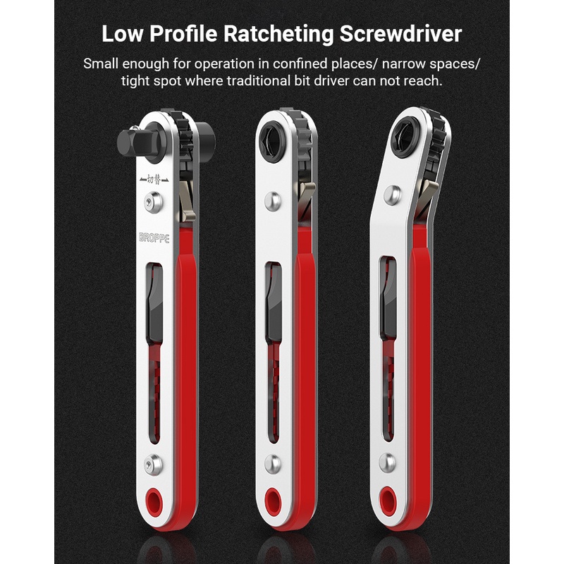 Ratchet Wrench Screwdriver Right Angle Low Profile Ratcheting 1/4 Inch ...