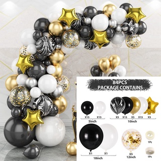 ❤️121pcs Balloon Arch Garland Kit Chrome Gold Latex Black