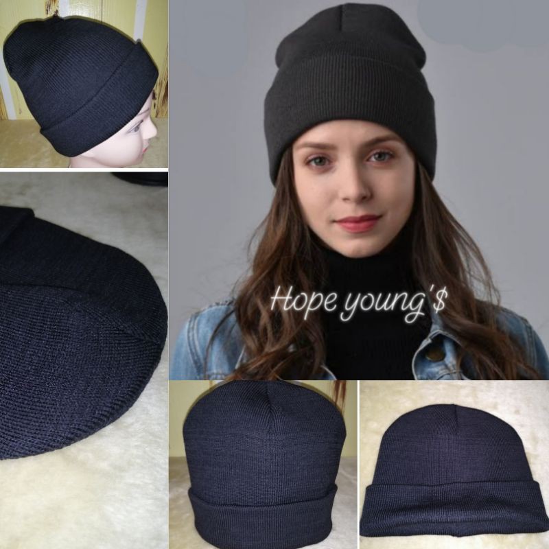 black bonnet fine knit quality unisex men women | Shopee Philippines