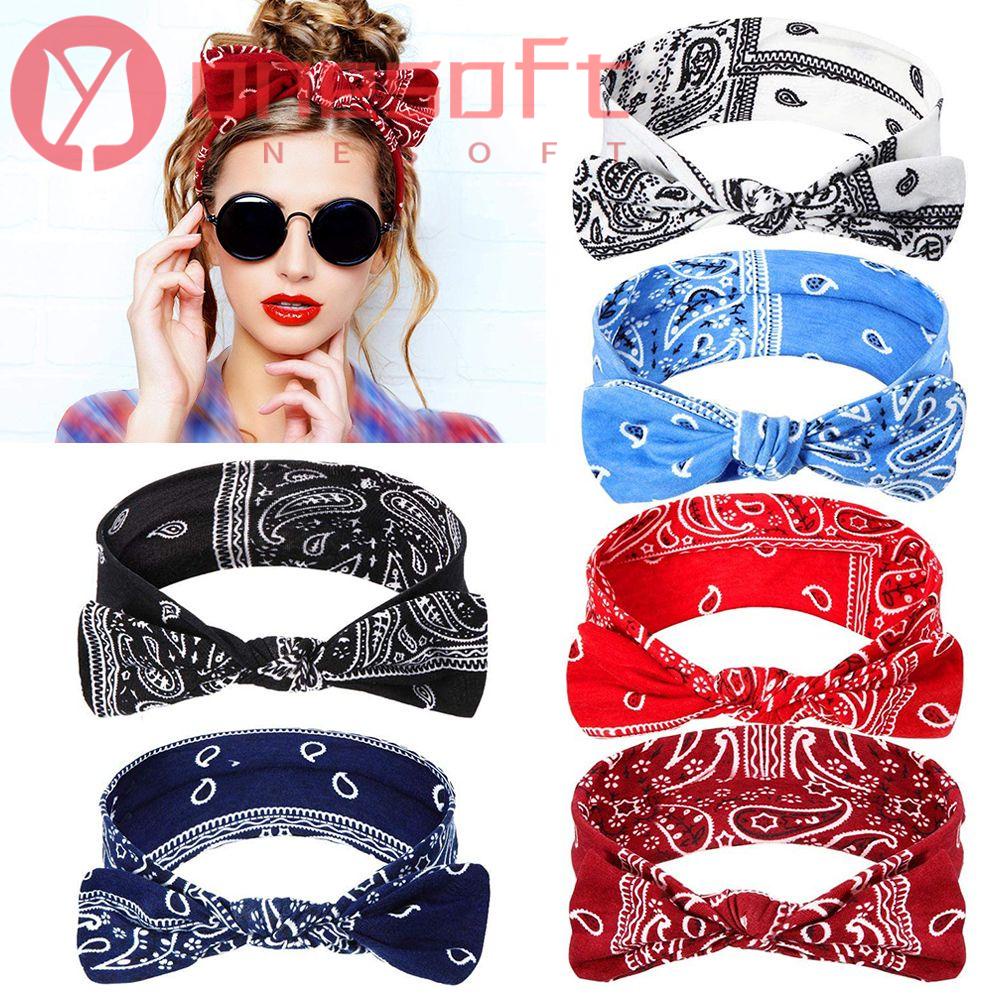 SOFTNESS Paisley Print Women's Knot Headbands Elastic Retro Headband