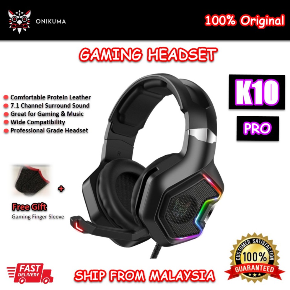 ONIKUMA K10 PRO [Ready Stock] - RGB Light Gaming Over-Ear Headset 3.5mm