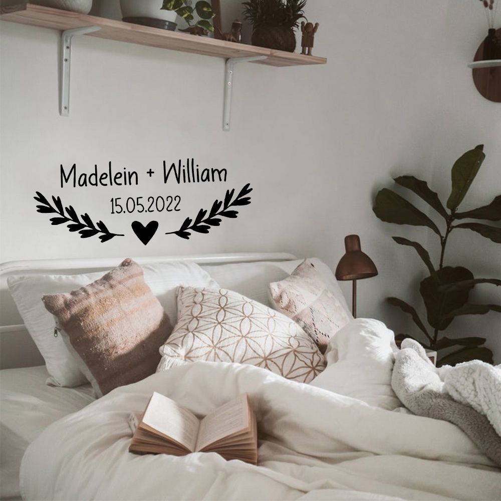 Personalized Custom Couples Name Vinyl Wall Sticker Loving Heart Home ...
