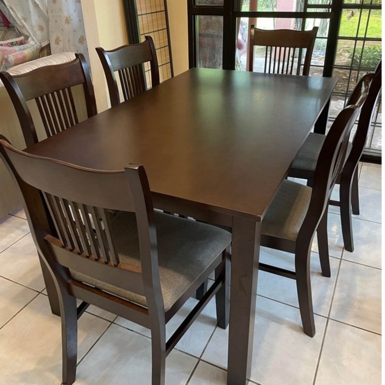 TAILEE - 4 AND 6 SEATER WOODEN DINING SET / CUSHION SEATPAD AND SOLID ...