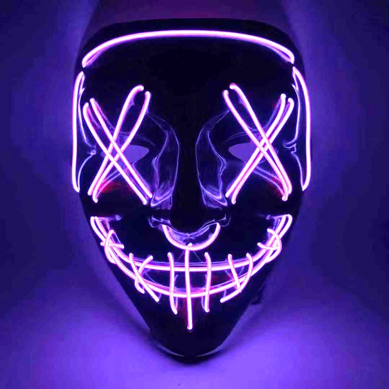 Halloween LED Mask Neon Party Luminous Light Scary The Purge Mask Glow