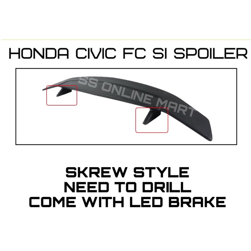 Honda Civic Fc 2016 2021 Si Spoiler Ducktail Spoiler Roof Spoiler Glossy Black Carbon Car