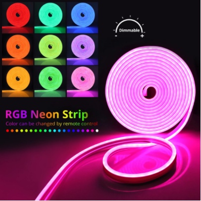 RGB LED Light Strip Silicone Flexible Neon Light Strips 12V 108LEDs/M ...