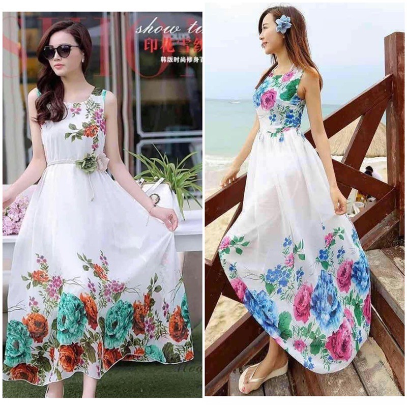 Floral maxi cheap dress shopee