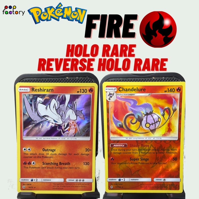 FIRE TYPE Pokemon HOLO RARE and REVERSE HOLO RARE Cards | Shopee ...