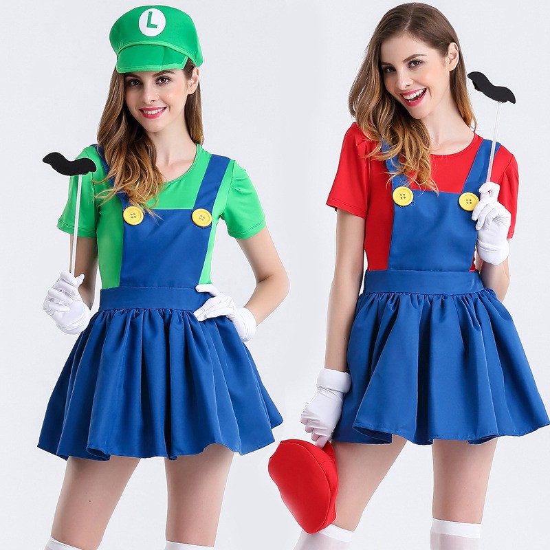 Super Mario costume female cute dress suit costume party cos role ...