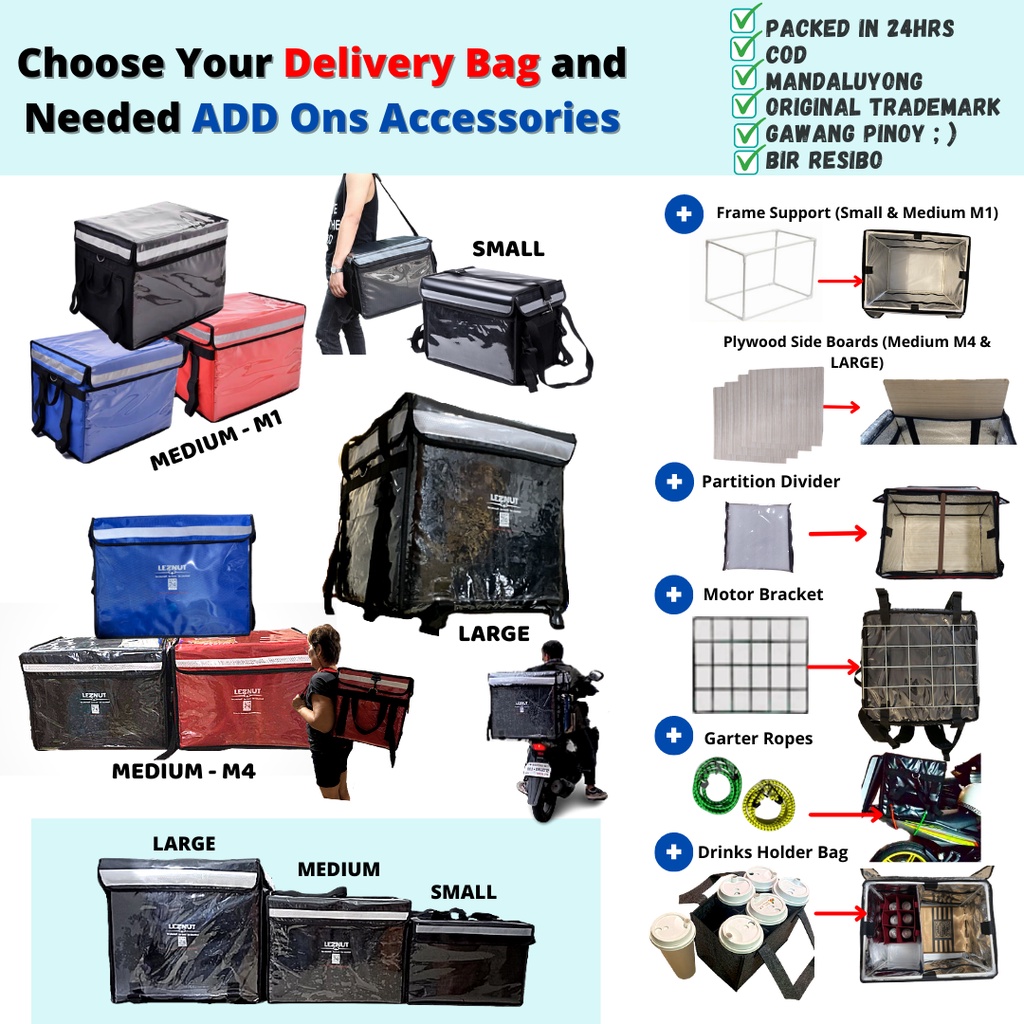 Insulated Bags Motorcycle Food Delivery Backpack SMALL MEDIUM