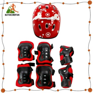 BuyMoreFun] Protective Safety Gear Set for Skating Scooter Rollerblade Kids  Sports Adjustable Safeguard Helmet Wrist Knee Elbow Pads 7 Pcs 5-12 Years  Girls Boys