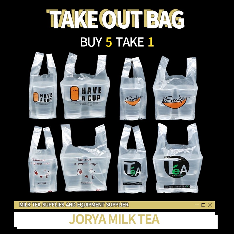 100Pcs Take Out Plastic Bag For Milk Tea Cup Coffee Cup Plastic