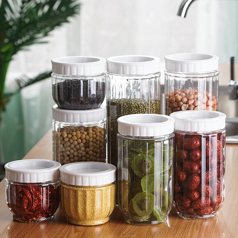 1pc Transparent Glass Mixed Grain Snack Storage Sealed Jar With Spoon Cover  Mixed Grain Jar Storage Jar